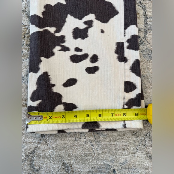 Abercrombie & Fitch High Rise 90's Relaxed Pants Cow Print Black/Brown and Cream - Picture 7 of 7